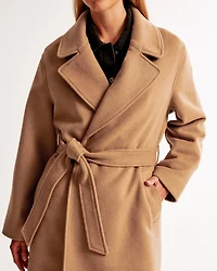 Double-Cloth Belted Wool-Blend Coat