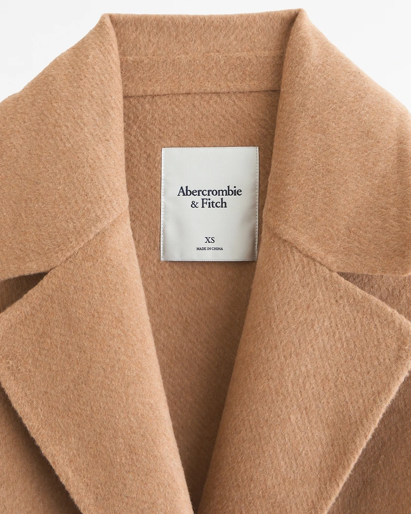 Double-Cloth Belted Wool-Blend Coat