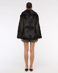 Shawl Collar Faux Fur Coat