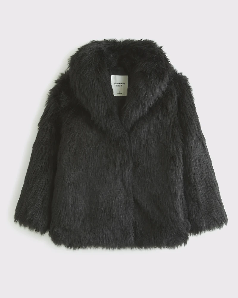 Shawl Collar Faux Fur Coat
