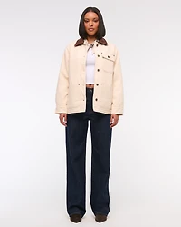 Mid-Length Twill Workwear Jacket