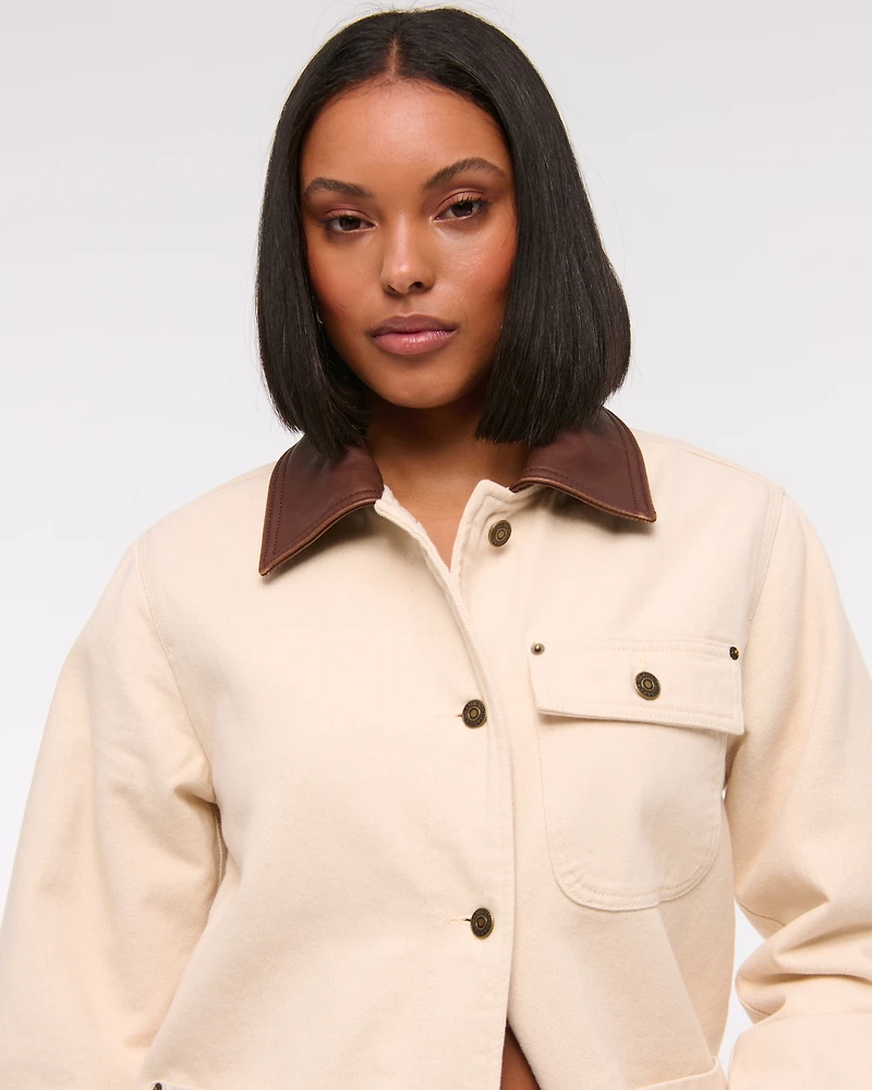 Mid-Length Twill Workwear Jacket