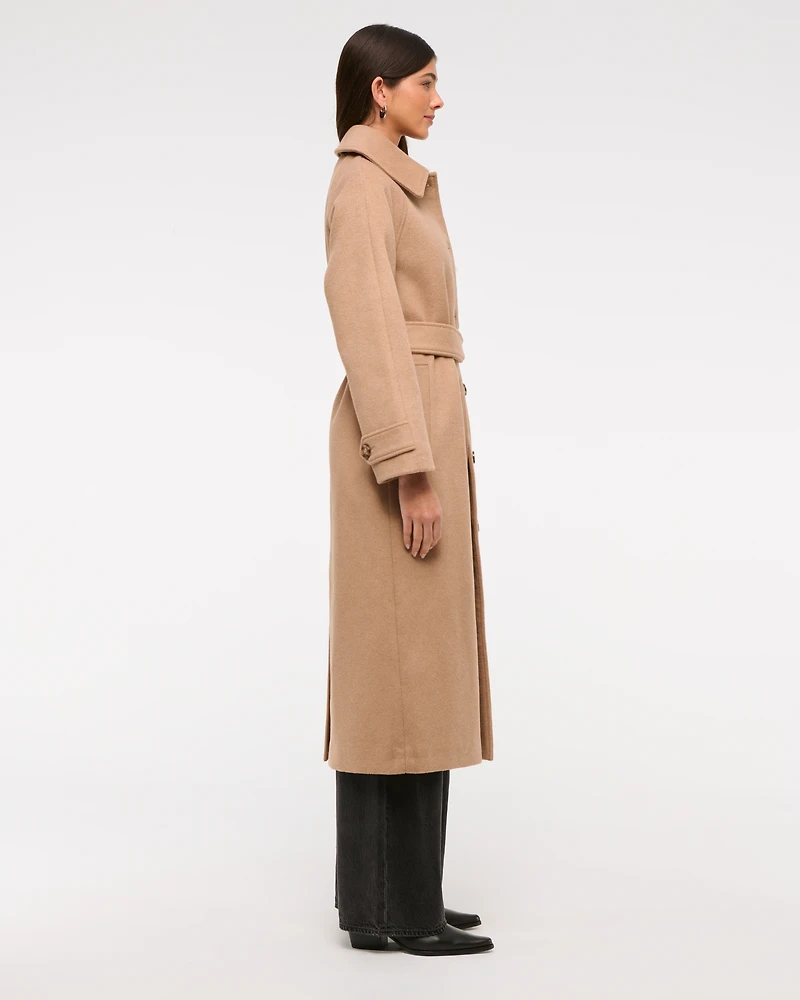Wool-Blend Belted Coat