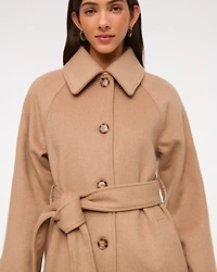Wool-Blend Belted Coat