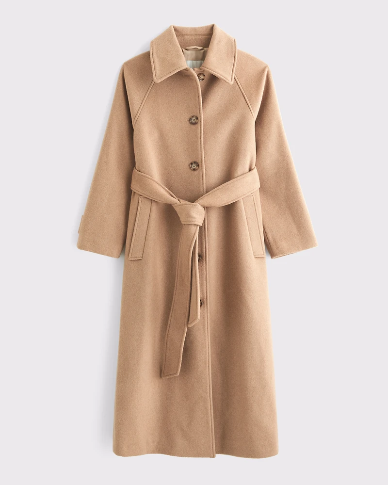 Wool-Blend Belted Coat
