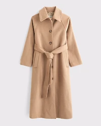 Wool-Blend Belted Coat