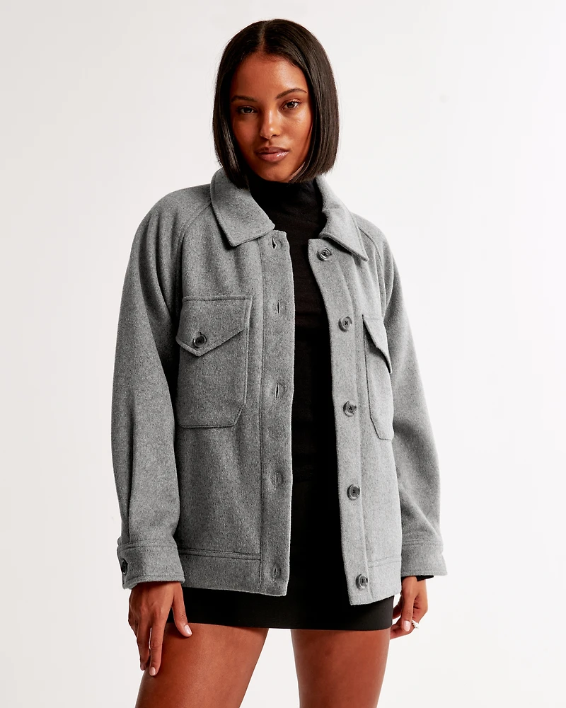 Wool-Blend Utility Shirt Jacket