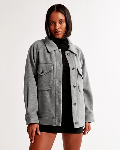Wool-Blend Utility Shirt Jacket