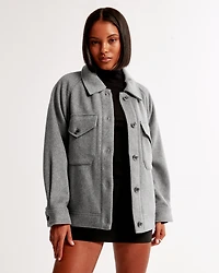 Wool-Blend Utility Shirt Jacket