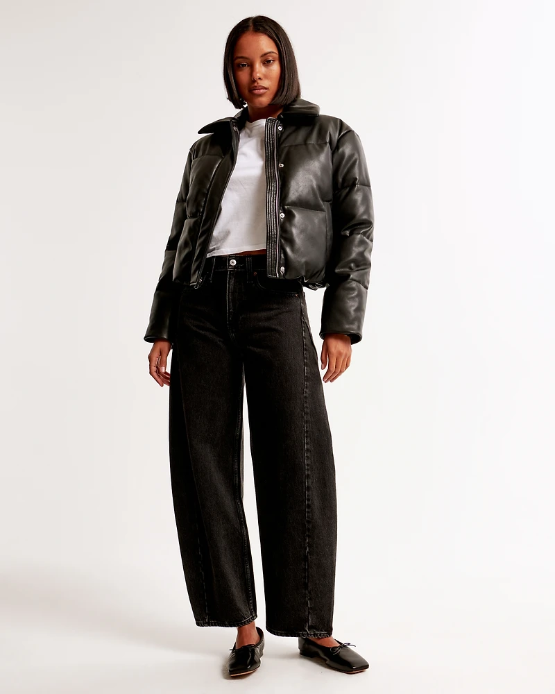 Vegan Leather Short Puffer