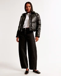 Vegan Leather Short Puffer