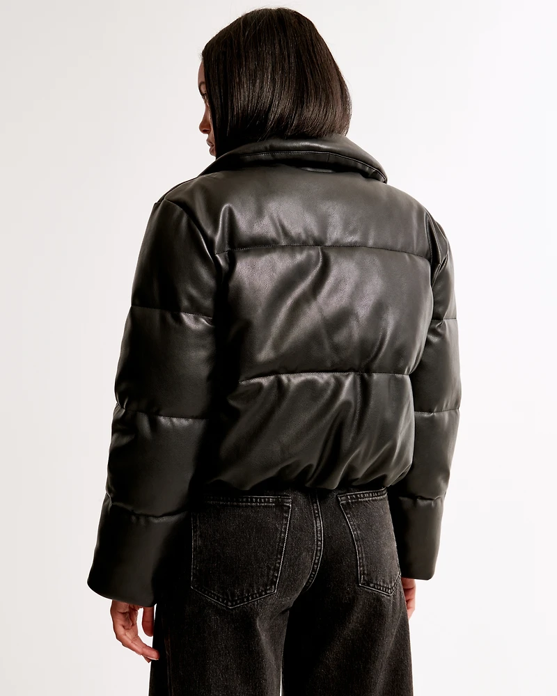 Vegan Leather Short Puffer