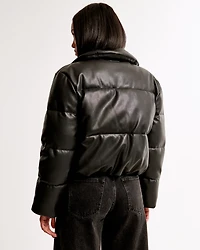 Vegan Leather Short Puffer