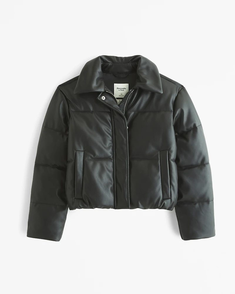 Vegan Leather Short Puffer