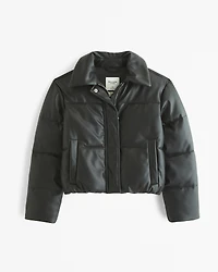 Vegan Leather Short Puffer