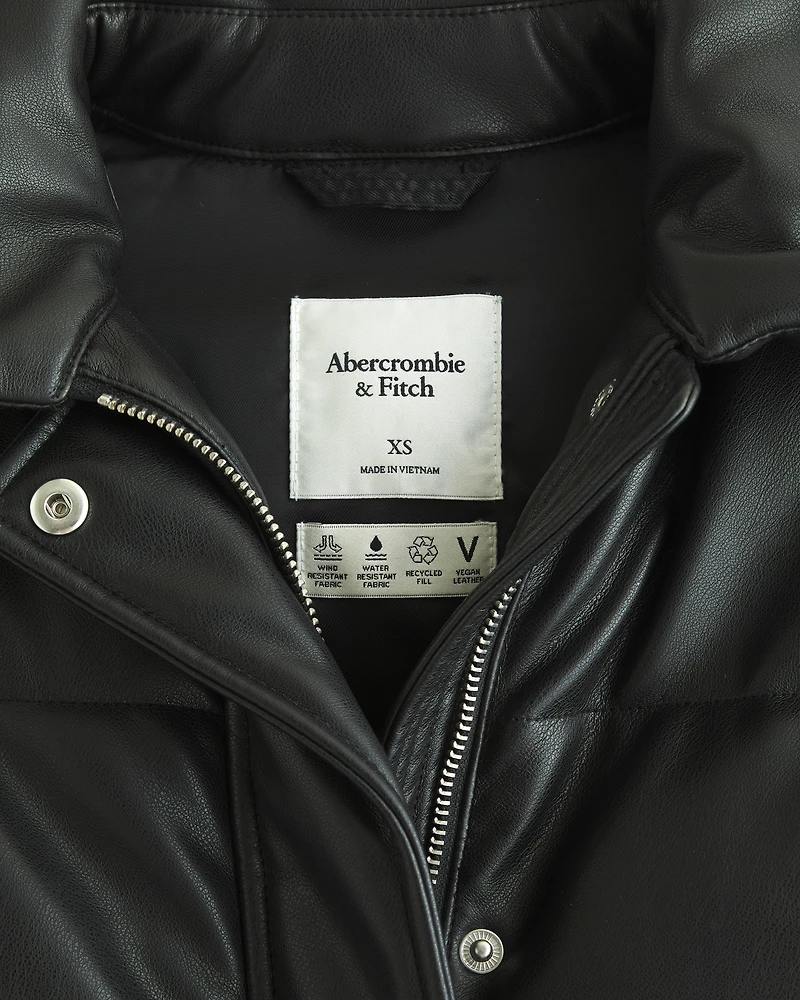 Vegan Leather Short Puffer