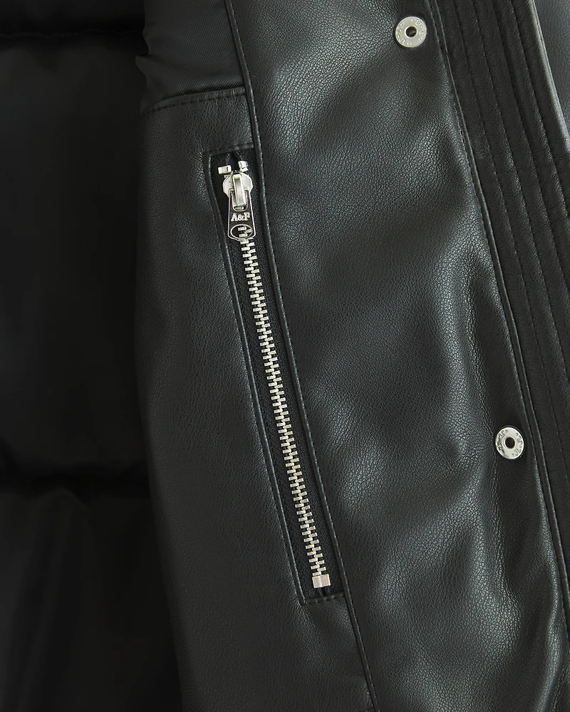 Vegan Leather Short Puffer
