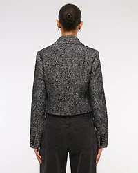 Cropped Wool-Blend Blazer Coat