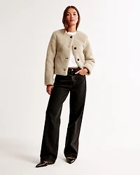 Collarless Sherpa Jacket