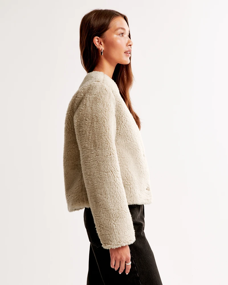 Collarless Sherpa Jacket