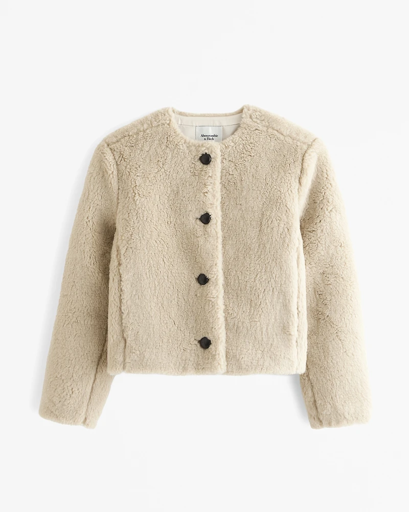 Collarless Sherpa Jacket