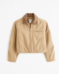 Cropped Twill Trucker Jacket