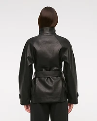 Belted Vegan Leather Jacket