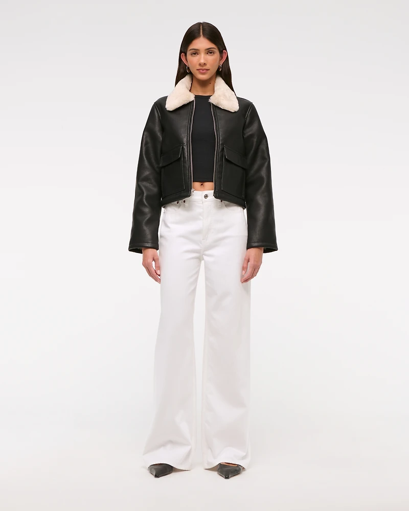 Vegan Leather Utility Trucker Jacket