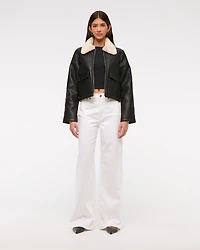 Vegan Leather Utility Trucker Jacket