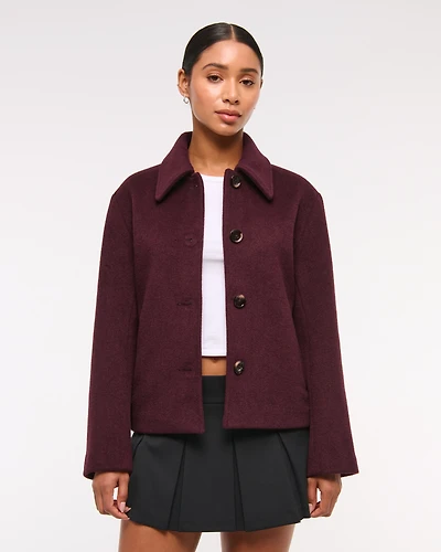 Wool-Blend Short Coat