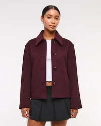 Wool-Blend Short Coat