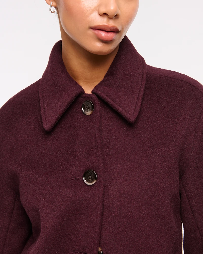 Wool-Blend Short Coat