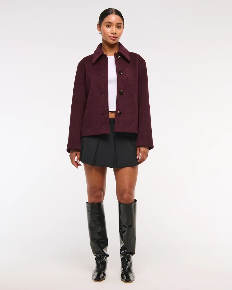 Wool-Blend Short Coat