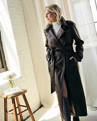 Vegan Leather Trench Coat