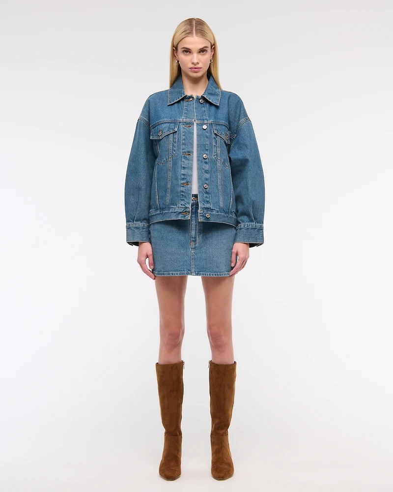 Oversized Distressed Denim Trucker Jacket