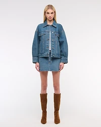 Oversized Distressed Denim Trucker Jacket