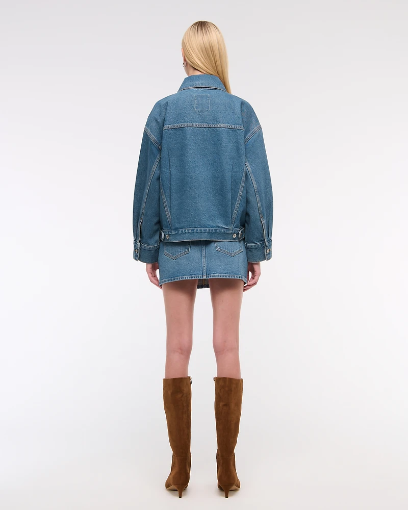 Oversized Distressed Denim Trucker Jacket