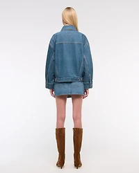 Oversized Distressed Denim Trucker Jacket