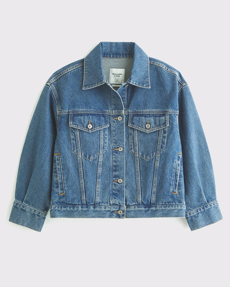 Oversized Distressed Denim Trucker Jacket