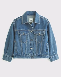 Oversized Distressed Denim Trucker Jacket