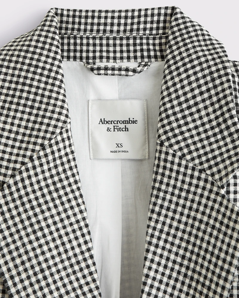 Double-Breasted Linen-Blend Slouchy Blazer