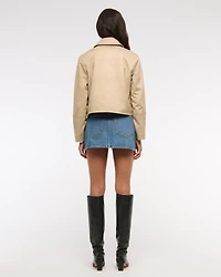 Vegan Suede Button-Through Jacket