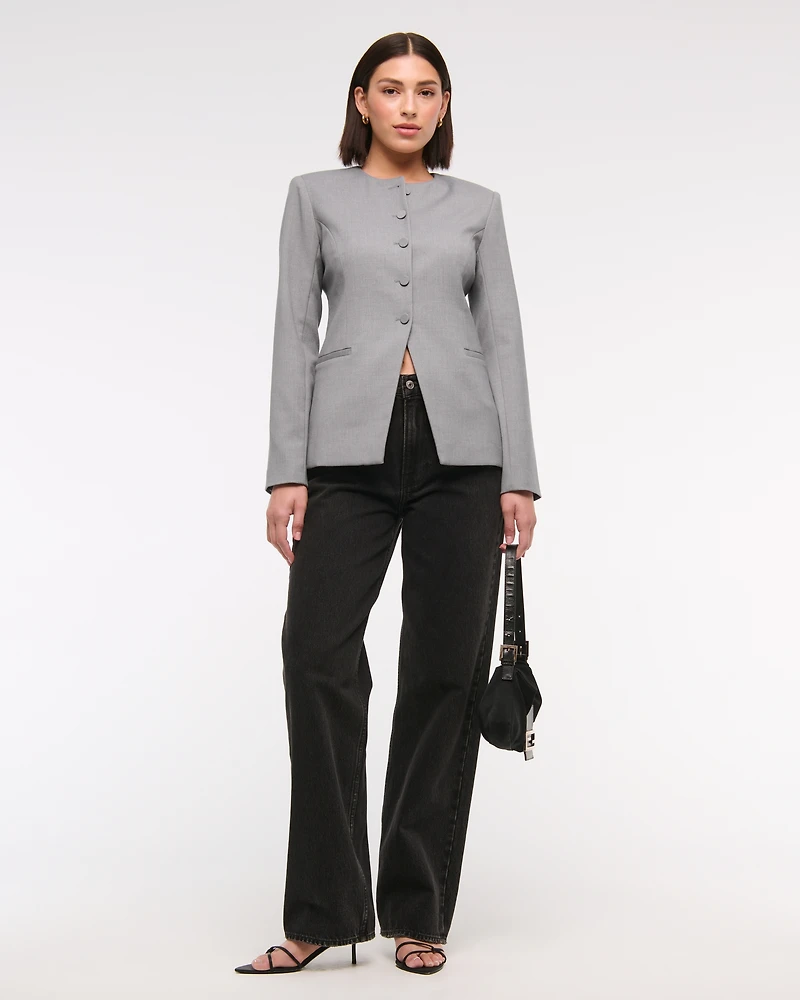 Collarless Suiting Blazer