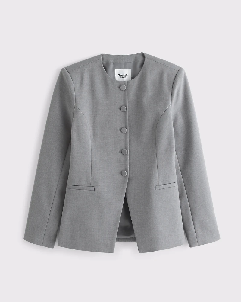 Collarless Suiting Blazer