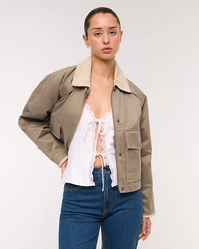 Chaqueta de trabajo encerada corta