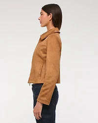 Zip-Front Vegan Suede Jacket