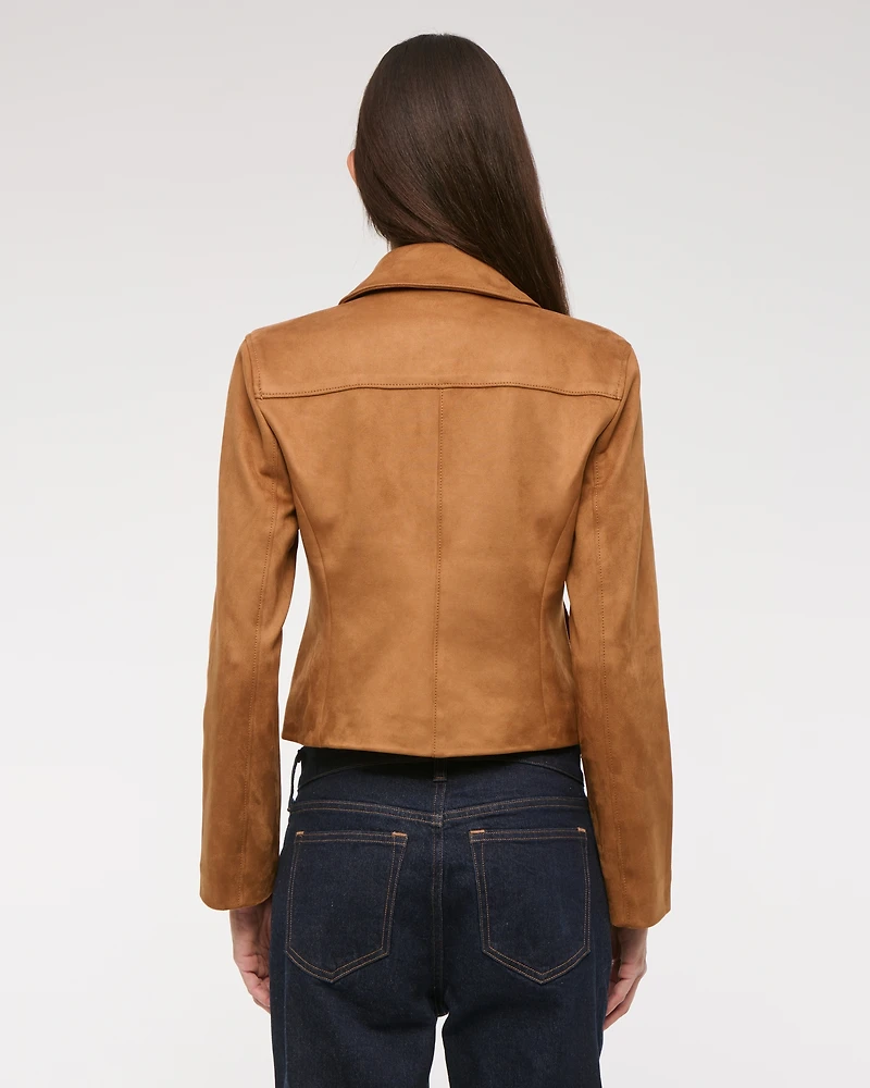 Zip-Front Vegan Suede Jacket