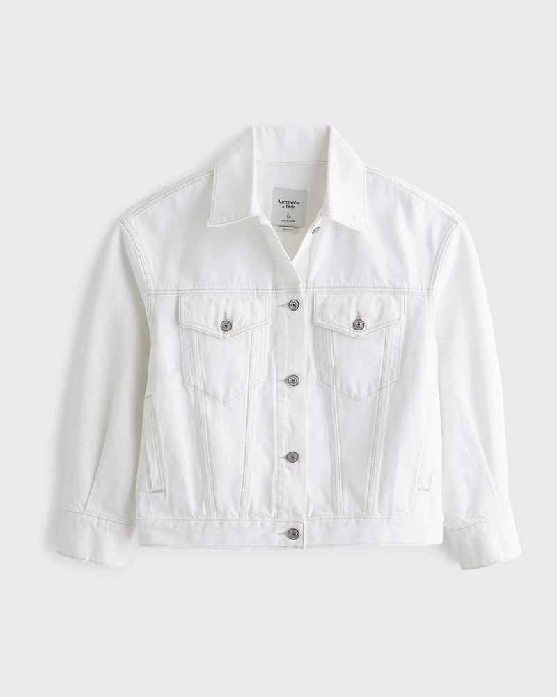 Oversized Distressed Denim Trucker Jacket