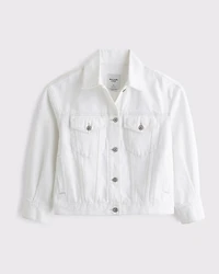 Oversized Distressed Denim Trucker Jacket