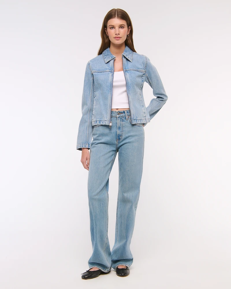 Slim Double-Zip Denim Jacket